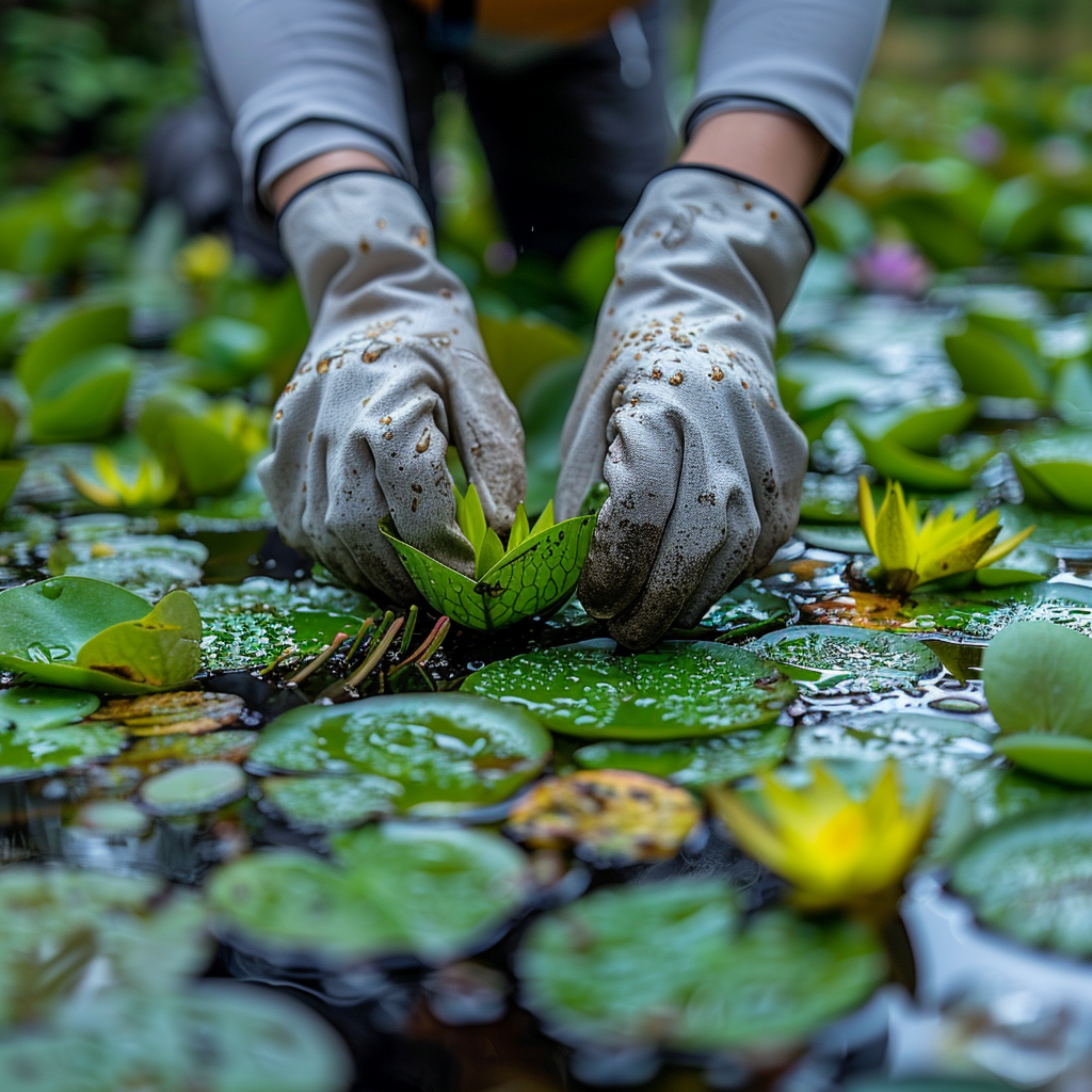 Узнайте, как безопасно избавиться от нежелательного роста водорослей в пруду с помощью эффективных методов и средств, чтобы сохранить чистую и здоровую воду.